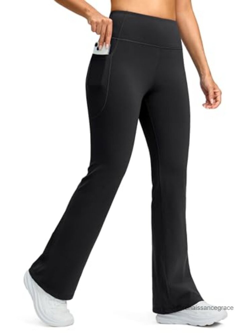 Fleece Lined High Waist Flare Leggings Yoga Pants with Pockets